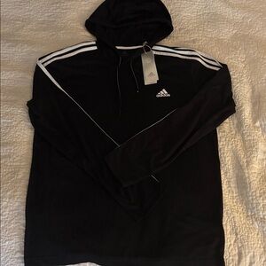 Adidas Primegreen Aeroready Black Long Sleeve Hooded Tee - L